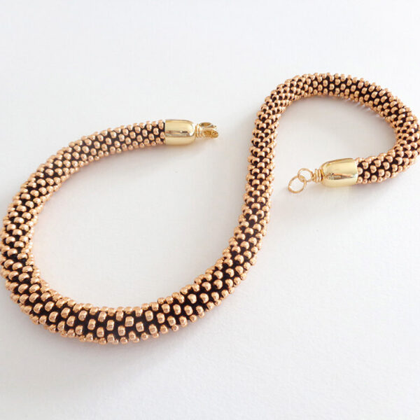 Collana monocolore di alta bigiotteria color oro rosa, Modello Snake