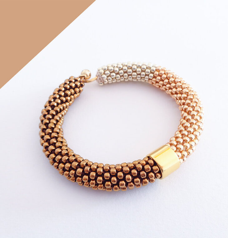 Bracciale rigido bronzo, oro rosa e alluminio, "Virtù 2.0"