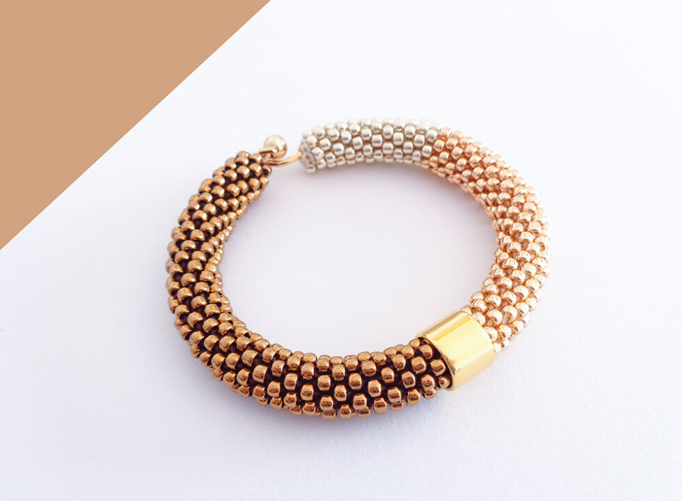 Bracciale rigido bronzo, oro rosa e alluminio, "Virtù 2.0"