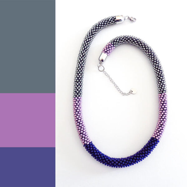Collana grigio, ametista e cobalto, Virtù 41, Modello Virtù Nascoste