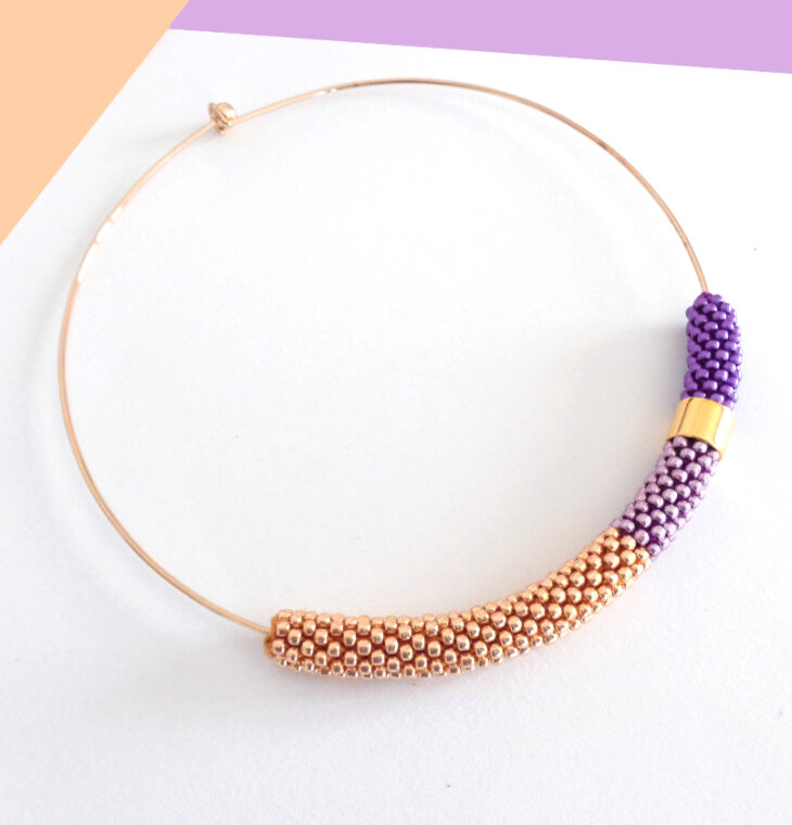 Collana girocollo rigido oro rosa e viola, Virtù 2.0