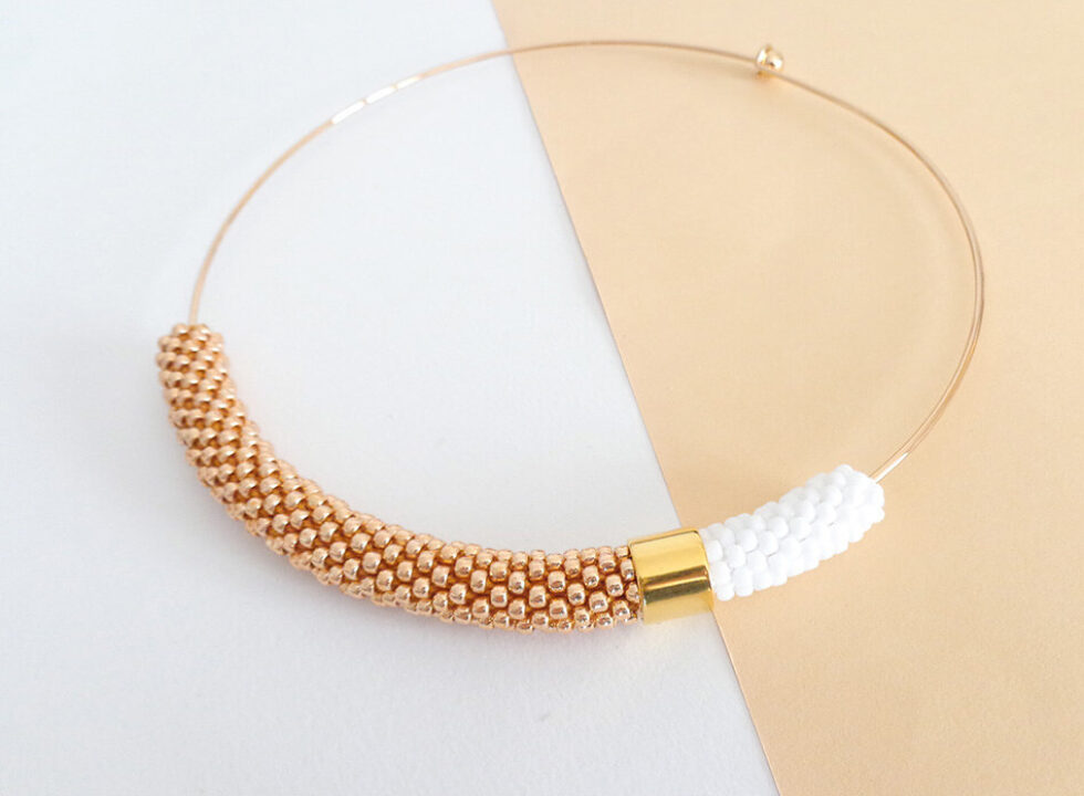 Collana girocollo rigido oro rosa e bianco, Virtù 2.0