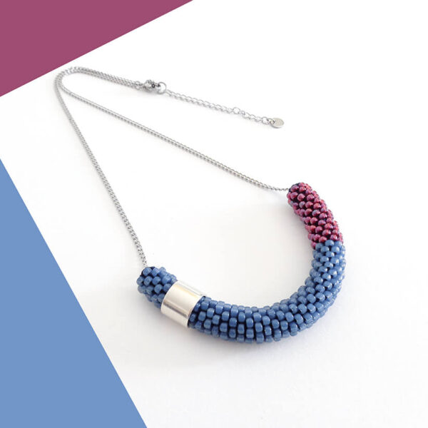 Collana Blu avio e sangria, modello VIC, collana lunga