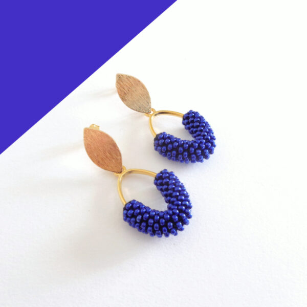 Orecchini pendenti blu navy, Modello PETALI