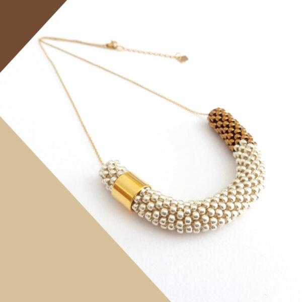Collana Alluminio chiaro e bronzo, modello VIC, collana lunga