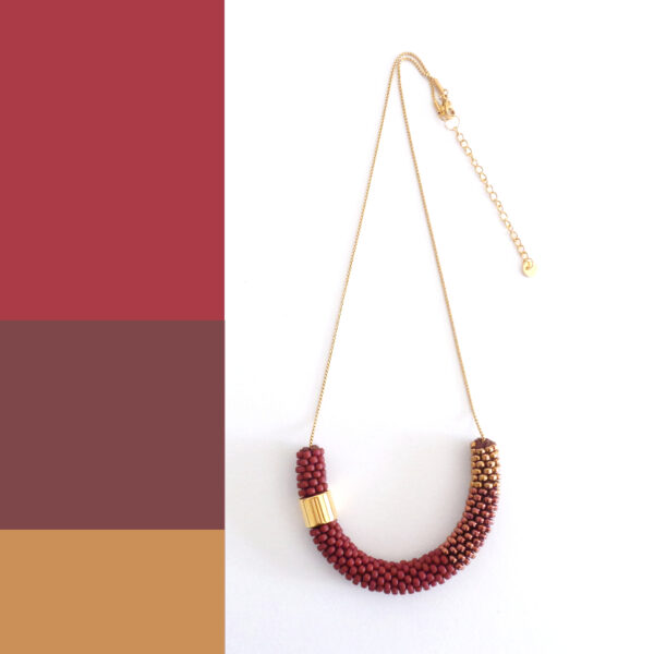 Collana rosso vino, rame e bronzo, modello VIC, collana lunga