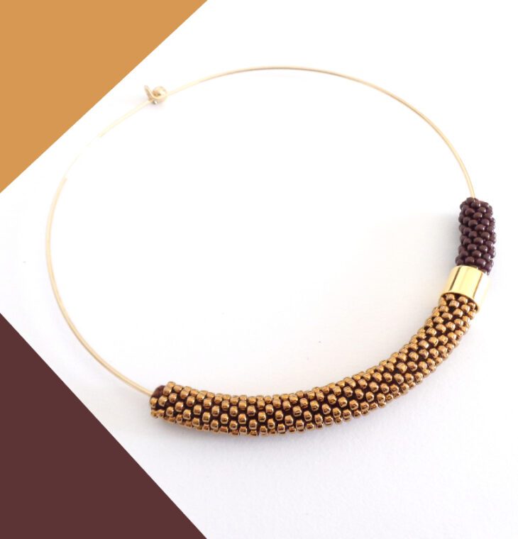 Collana girocollo rigido bronzo e cioccolato, Virtù 2.0