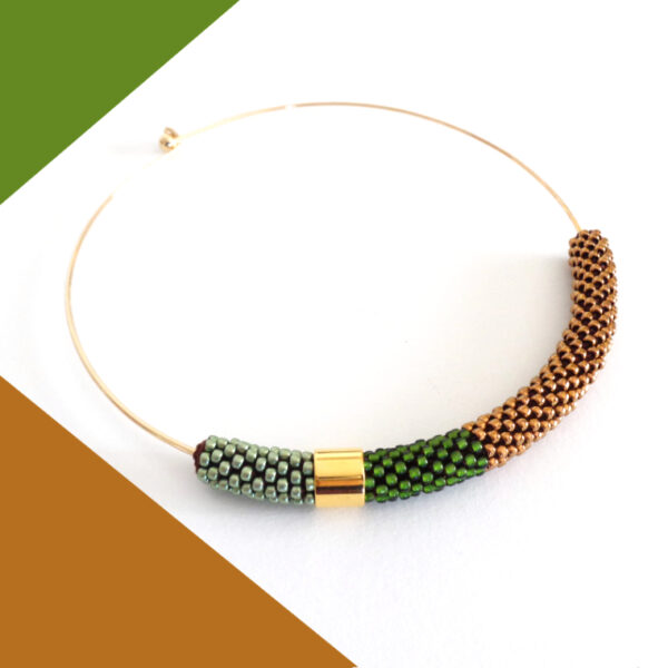Collana girocollo rigido bronzo, oliva e salvia Virtù 2.0