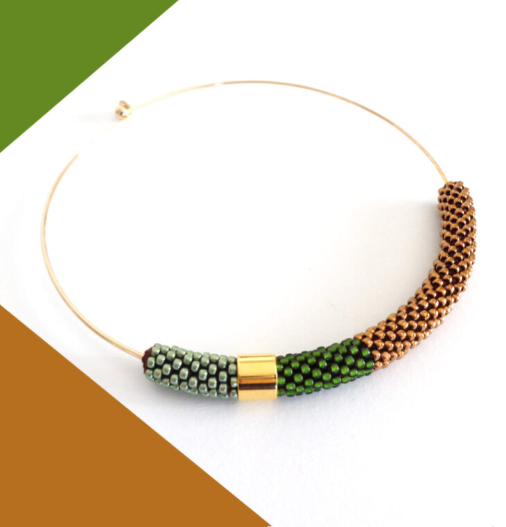 Collana girocollo rigido bronzo, oliva e salvia Virtù 2.0