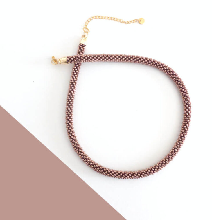 Collana sottile color cappuccino. Modello Snake Slim - immagine 6