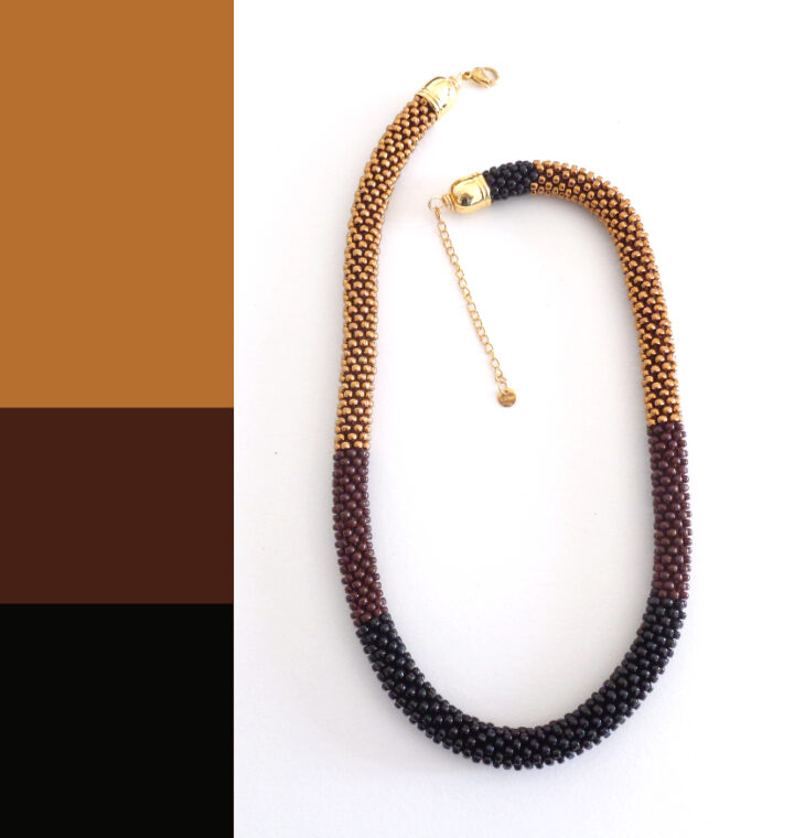 Collana bronzo, cioccolato e nero, Virtù 41, Modello Virtù Nascoste