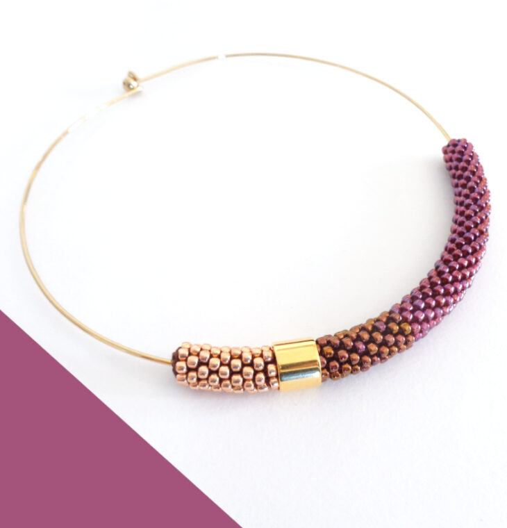 Collana girocollo rigido sangria, bronzo e oro rosa, Virtù 2.0