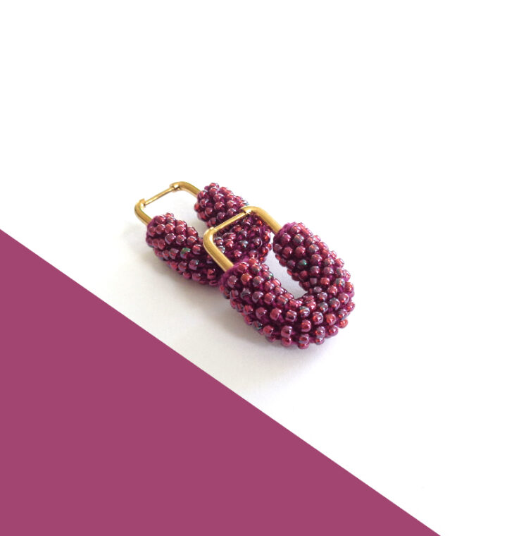 Orecchini rettangolari color sangria, sQuare
